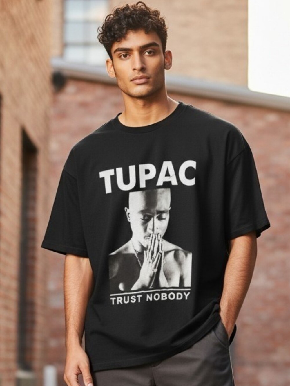 Tupac Trust Nobody Graphic Tee - Black - Men's Shirt